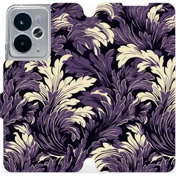 Pouzdro na mobilní telefon Flipové pouzdro Mobiwear - Realme 14 5G - VA46S Fialové rostliny (Knížkové flip pouzdro, obal, kryt na mobil Realme 14 5G - VA46S Fialové rostliny, materiál Umělá kůže + TPU - ochrana 360°, stojánek, silikonová vanička, magnetické zavírání)