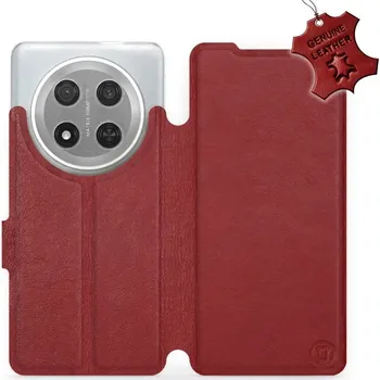 Pouzdro na mobilní telefon Kožené flip pouzdro Mobiwear - Honor Magic7 Lite 5G - Tmavě červené (Kožené knížkové pouzdro, obal, kryt na mobil Honor Magic7 Lite 5G, Tmavě červené, materiál Genuine Leather, ochrana 360°, stojánek, silikonová vanička, magnetické zavírání)