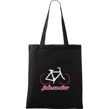 Nákupní taška Jedu na víno - Taška bavlněná - 42 x 38 cm ( Černá )