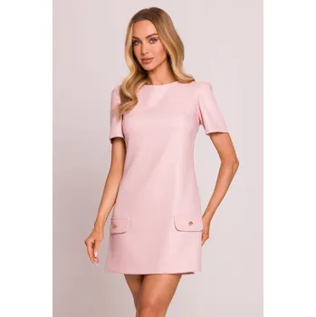 Dámské šaty Elegantní minišaty MOE M855 broskvové EU velikost: L