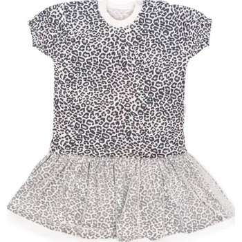 Kojenecký body Mamatti Kojenecké šaty s tylem, kr. rukáv, Gepardík, bílé se vzorem, vel. 80