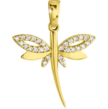 Přívěsek GEMMAX Zlatý přívěsek Vážka – zlatý šperk ryzosti 585/1000 v Dárkovém balení s Certifikátem GLPYB-32031