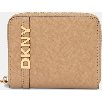 Peněženka Kožená peněženka Dkny dámská, béžová barva, R521KM25 80X, vel. ONE SIZE