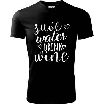 Chlapecké tričko Save water drink wine - Dětské triko sportovní (dresovina) - 158 cm/12 let ( Černá )
