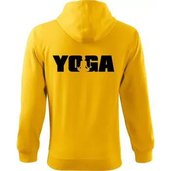 Pánská mikina Yoga nápis - Mikina s kapucí na zip trendy zipper - XL ( Žlutá )