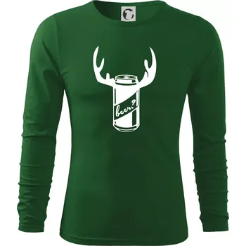 Pánské oblečení Pivo plechovka - Triko s dlouhým rukávem FIT-T long sleeve - S ( Lahvově zelená )