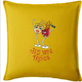 Polštář Best wine friends dancing (Pecka design) - Polštář 50x50 - 50x50 - Pouze potah ( Žlutá )