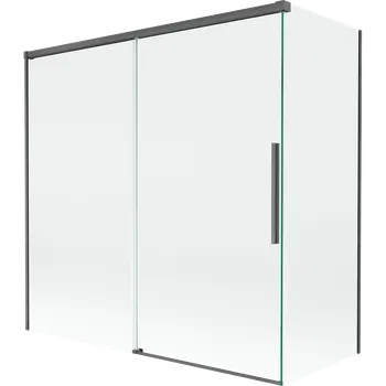 Vanová zástěna Mexen Rox koupelnová zástěna 2-křídlová posuvná 160 + 80 x 150 cm, transparentní, kartáčovaná šedá - 8C9-160-080-66-00 Vanové zástěny