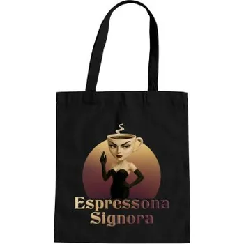 Žertovný předmět Espressona Signora - Italian Brainrot - žena s kávou - taška s potiskem- Tričkový.cz