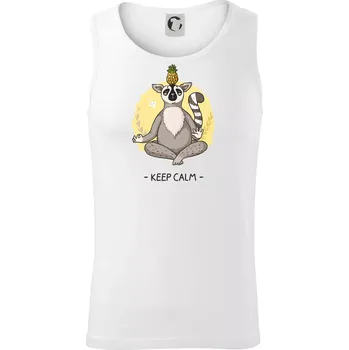 Pánská móda Yoga - keep calm kreslený - Tílko pánské Core - L ( Bílá )