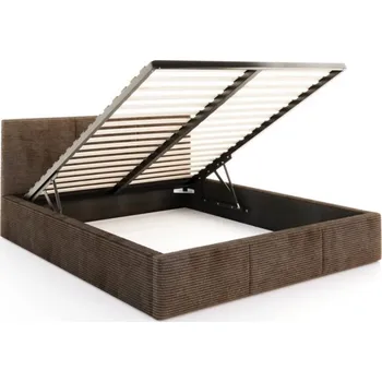 Postel Čalouněná postel FRESIA 90x200 s kovovým zdvižným roštem HNĚDÁ SZTRUKS