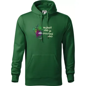 Pánské oblečení Nejlepší víno je otevřené víno - Mikina pánská Cape s kapucí - 4XL ( Lahvově zelená )