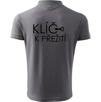 Pánská košile Klíč k přežití otvírák - Polokošile pánská Pique Polo 203 - 5XL ( Ocelově šedá )
