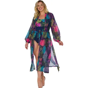 Oblečení a móda Dámské pareo 14 D81SZ-44 černé s listy - Self M