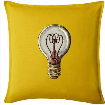 Polštář Retro žárovka - Polštář 50x50 - 50x50 - Pouze potah ( Žlutá )