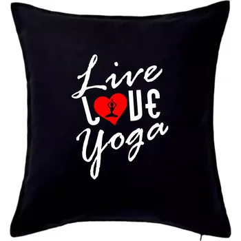 Polštář Live Love Yoga - Polštář 50x50 - 50x50 - Pouze potah ( Černá )