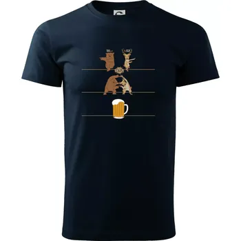 Pánské tričko Beer - BEar - deER - Triko extra velké (5-8XL) - 8XL ( Námořní modrá (velmi tmavá - téměř černá) )
