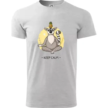 Pánské tričko Yoga - keep calm kreslený - Triko extra velké (5-8XL) - 8XL ( Světlešedý Melír )