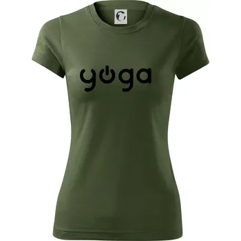 Dámské tričko Power yoga logo - Dámské Fantasy sportovní (dresovina) - XL ( Khaki )