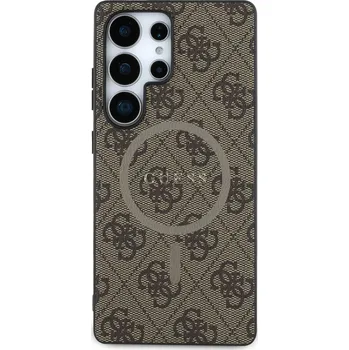 Telefonní příslušenství Zadní kryt Guess PU Leather 4G Colored Ring MagSafe pro Samsung Galaxy S25 Ultra, hnědá