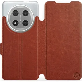 Pouzdro na mobilní telefon Flipové pouzdro Mobiwear - Honor Magic7 Lite 5G - Hnědé a oranžové (Knížkové flip pouzdro, obal, kryt na mobil Honor Magic7 Lite 5G - Hnědé a oranžové, materiál Umělá kůže + TPU - ochrana 360°, stojánek, silikonová vanička, magnetické zavírání)