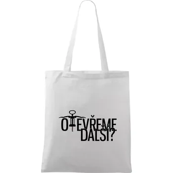 Nákupní taška Otevřeme další? - Taška bavlněná - 42 x 38 cm ( Bílá )