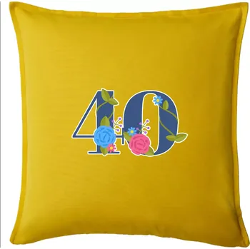 Polštář Květinové číslo kreslené - 40 - Polštář 50x50 - 50x50 - Pouze potah ( Žlutá )