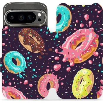 Pouzdro na mobilní telefon Flipové pouzdro Mobiwear - Google Pixel 9 Pro - VP19S Donutky (Knížkové flip pouzdro, obal, kryt na mobil Google Pixel 9 Pro - VP19S Donutky, materiál Umělá kůže + TPU - ochrana 360°, stojánek, silikonová vanička, magnetické zavírání)