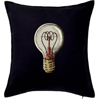 Polštář Retro žárovka - Polštář 50x50 - 50x50 - Pouze potah ( Černá )