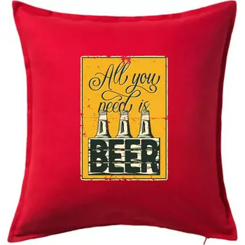 Polštář All you need is beer - Polštář 50x50 - 50x50 - Pouze potah ( Červená )