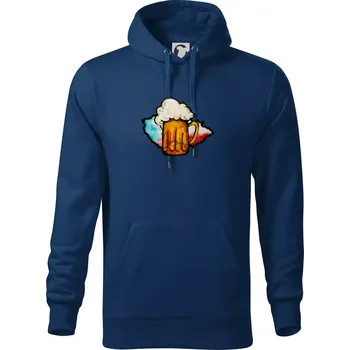 Pánská mikina Český pivař (lulu_art) - Mikina pánská Cape s kapucí - 5XL ( Půlnoční modrá )