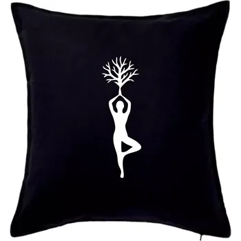 Polštář Yoga strom - Polštář 50x50 - 50x50 - Pouze potah ( Černá )
