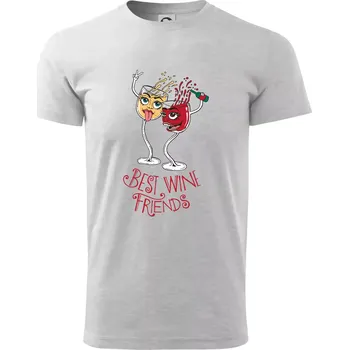 Pánské tričko Best wine friends dancing (Pecka design) - Triko extra velké (5-8XL) - 8XL ( Světlešedý Melír )