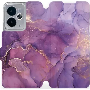 Pouzdro na mobilní telefon Flipové pouzdro Mobiwear - Realme 14T 5G - VP20S Fialový mramor (Knížkové flip pouzdro, obal, kryt na mobil Realme 14T 5G - VP20S Fialový mramor, materiál Umělá kůže + TPU - ochrana 360°, stojánek, silikonová vanička, magnetické zavírání)