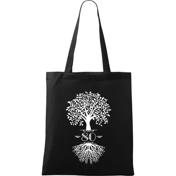 Narozeninový strom 80 - Taška bavlněná - 42 x 38 cm ( Černá )