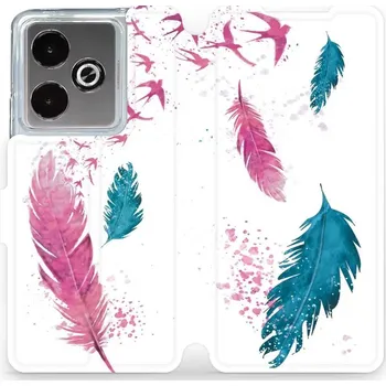 Pouzdro na mobilní telefon Flipové pouzdro Mobiwear - Realme GT 7 - MR08S Pírka (Knížkové flip pouzdro, obal, kryt na mobil Realme GT 7 - MR08S Pírka, materiál Umělá kůže + TPU - ochrana 360°, stojánek, silikonová vanička, magnetické zavírání)