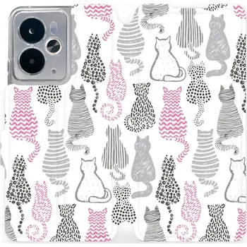 Pouzdro na mobilní telefon Flipové pouzdro Mobiwear - Realme 14T 5G - MX01S Kočičí zádíčka (Knížkové flip pouzdro, obal, kryt na mobil Realme 14T 5G - MX01S Kočičí zádíčka, materiál Umělá kůže + TPU - ochrana 360°, stojánek, silikonová vanička, magnetické zavírání)