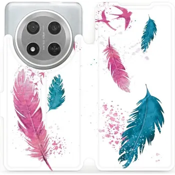 Pouzdro na mobilní telefon Flipové pouzdro Mobiwear - Honor Magic7 Lite 5G - MR08S Pírka (Knížkové flip pouzdro, obal, kryt na mobil Honor Magic7 Lite 5G - MR08S Pírka, materiál Umělá kůže + TPU - ochrana 360°, stojánek, silikonová vanička, magnetické zavírání)