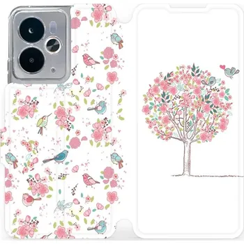 Pouzdro na mobilní telefon Flipové pouzdro Mobiwear - Realme 14T 5G - M120S Strom a ptáčci (Knížkové flip pouzdro, obal, kryt na mobil Realme 14T 5G - M120S Strom a ptáčci, materiál Umělá kůže + TPU - ochrana 360°, stojánek, silikonová vanička, magnetické zavírání)