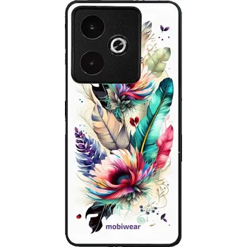 Pouzdro na mobilní telefon Lesklý kryt Mobiwear Glossy - Realme GT 7 - G017G Pírka a květy (Prémiové lesklé pouzdro, obal, kryt Mobiwear Glossy na mobil Realme GT 7 - G017G Pírka a květy, materiál Plast + TPU silikon - krytí po všech stranách, neošoupatelný potisk, tenké provedení,
