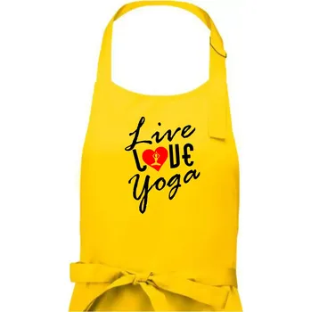 Kuchyňská zástěra Live Love Yoga - Dámská zástěra na vaření - Univerzální velikost ( Žlutá )