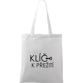 Klíč k přežití otvírák - Taška bavlněná - 42 x 38 cm ( Bílá )
