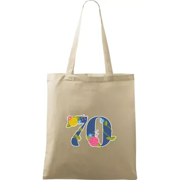 Nákupní taška Květinové číslo kreslené - 70 - Taška bavlněná - 42 x 38 cm ( Naturální )