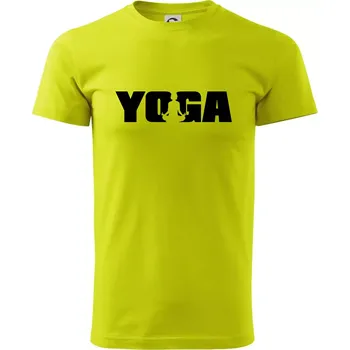 Pánské tričko Yoga nápis - Klasické pánské triko vyšší gramáže - 2XL ( Limetková )