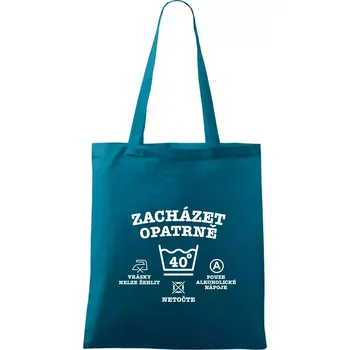 Zacházet opatrně 40 - Taška bavlněná - 42 x 38 cm ( Petrolejová )