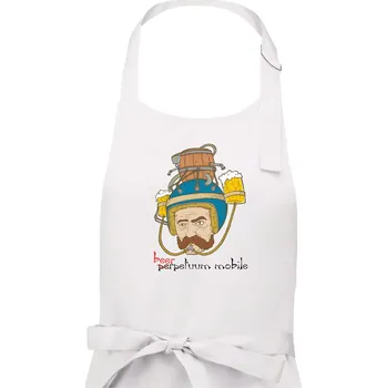 Kuchyňská zástěra Beerpetuum mobile - Pánská zástěra na vaření - Univerzální velikost ( Bílá )