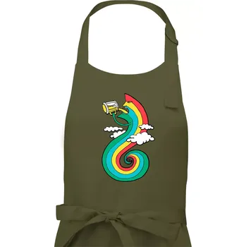 Kuchyňská zástěra Piju jako duha (Pecka design) - Pánská zástěra na vaření - Univerzální velikost ( Khaki )