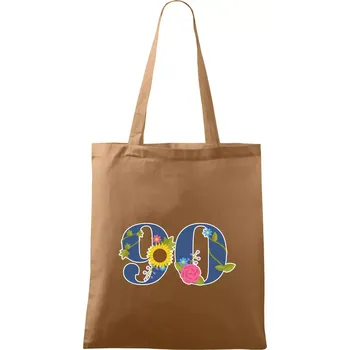 Nákupní taška Květinové číslo kreslené - 90 - Taška bavlněná - 42 x 38 cm ( Cappuccino )