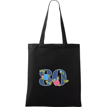 Nákupní taška Květinové číslo kreslené - 80 - Taška bavlněná - 42 x 38 cm ( Černá )