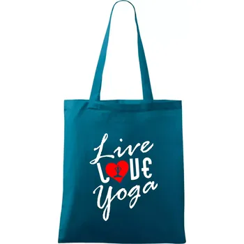 Live Love Yoga - Taška bavlněná - 42 x 38 cm ( Petrolejová )
